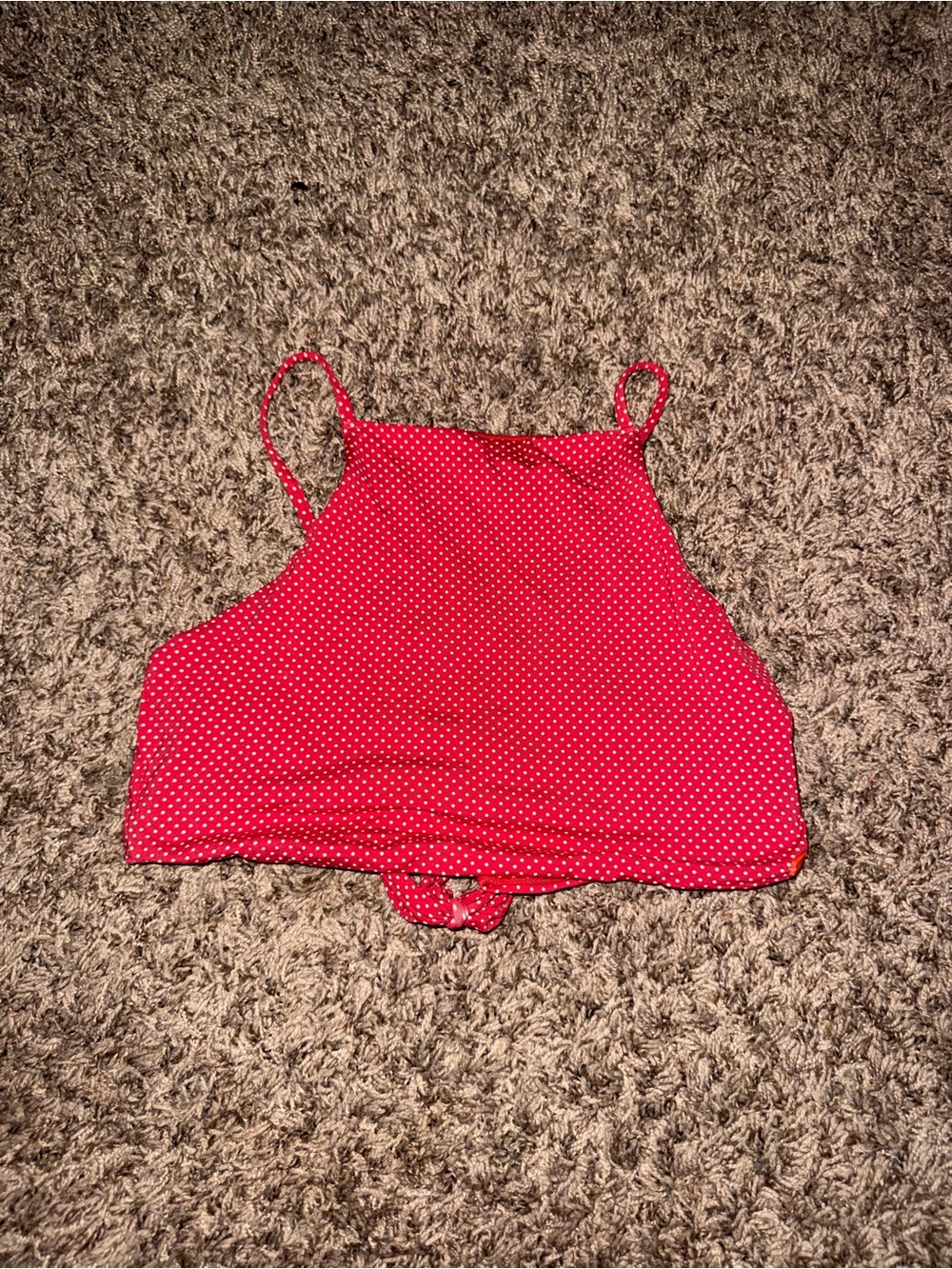 Roxy Red Polka Dot High Neck Lace-Up Bikini Top | M